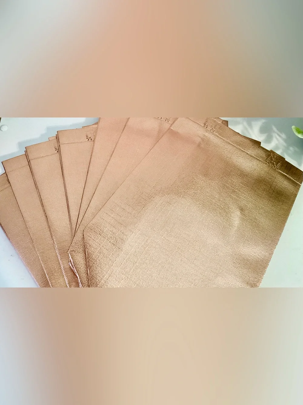 Set of 7 Rose Gold Metallic Vinyl Gift Bags